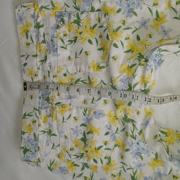 Calvin Klein White Yellow Tropic Floral Skinny Ankle Jeans Pants Mid Rise Size 6 - Picture 14 of 16